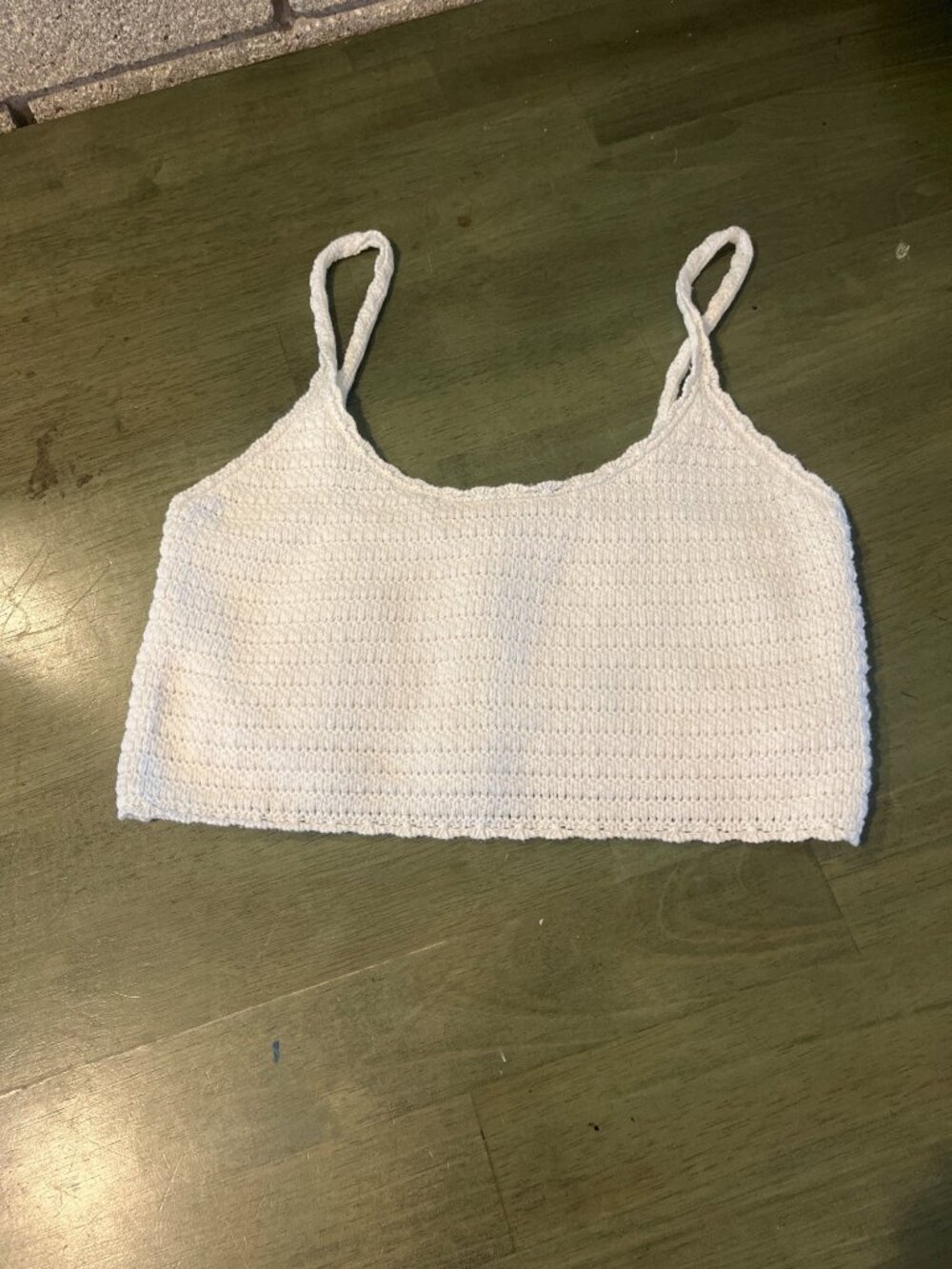 Aerie White Crochet Knit Bralette With Spaghetti Straps - Size M
